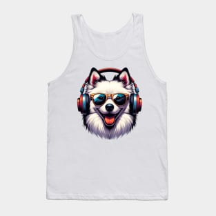 American Eskimo Dog Smiling DJ: Beats in Bright Style Tank Top